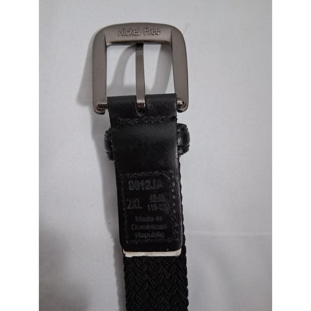Mens Black Braided Elastic Stretch Belt Nickel Free Buckle 2XL 46-48 8012JA